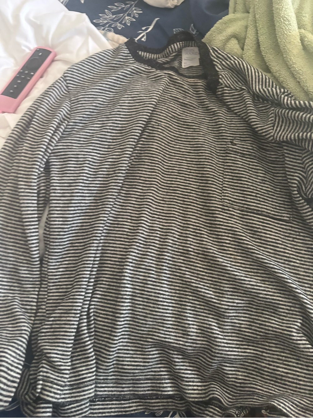 stars above Black and White Striped Crewneck Sweater